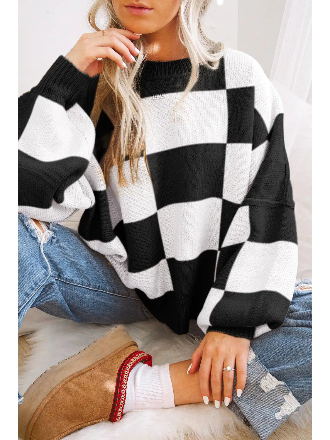 Check Me Out Black & White Sweater