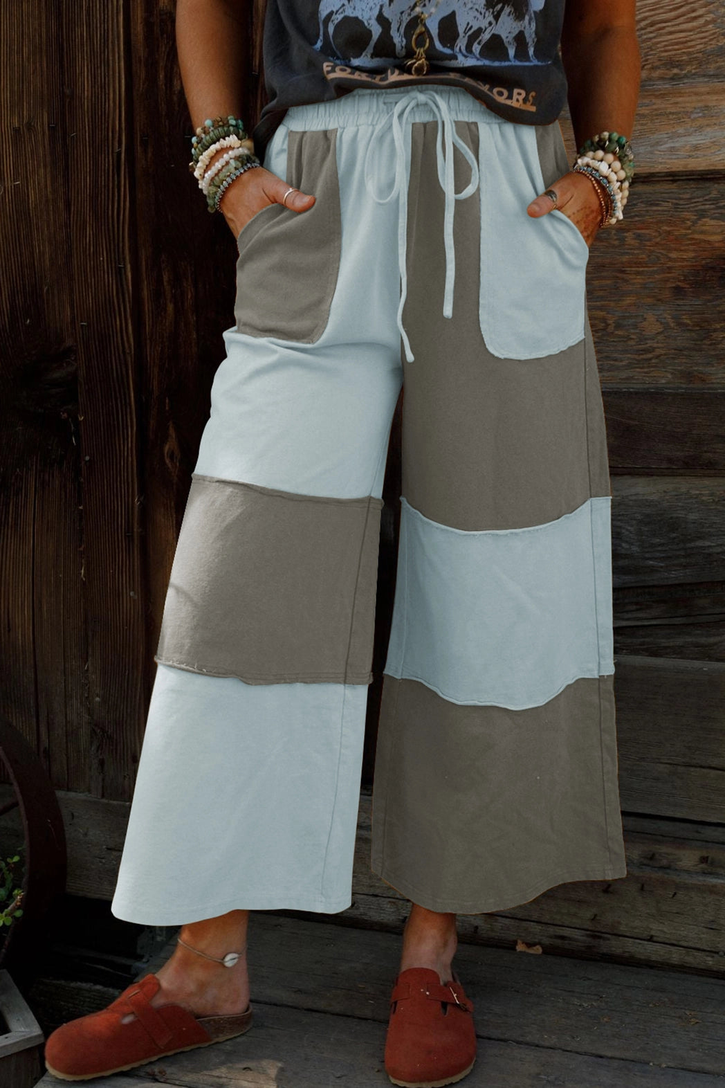 Piece by Piece Patchwork Pants - Blue