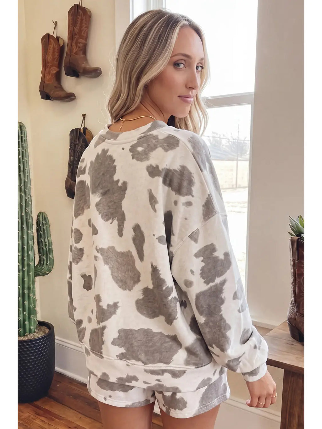 Udderly Comfortable Cow Print Short Set