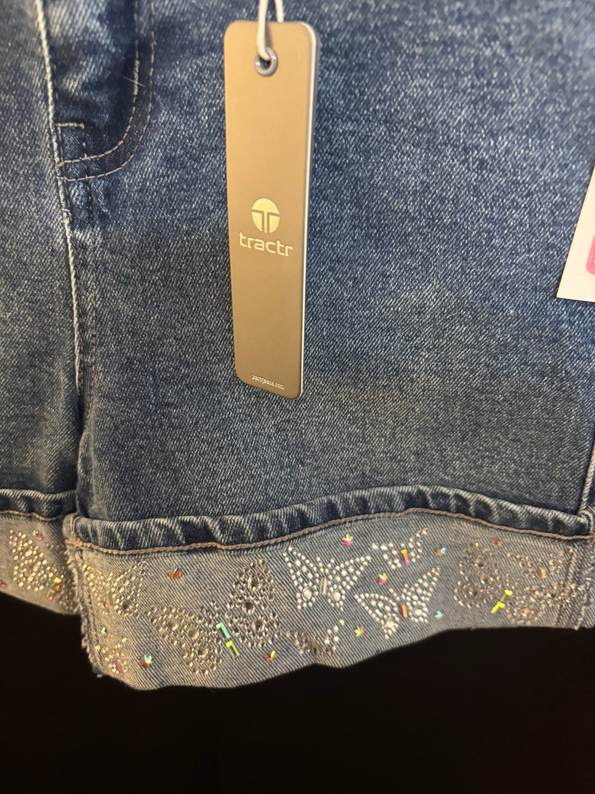 Resale - Tractr Rhinestone Butterfly Cuff Denim Shorts – Youth 10 – NWT
