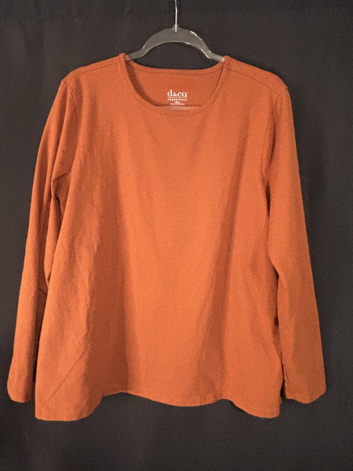 Resale - d&co essentials Women's Burnt Orange Long Sleeve Crewneck Knit Top — Size XL, Soft Relaxed Pullover