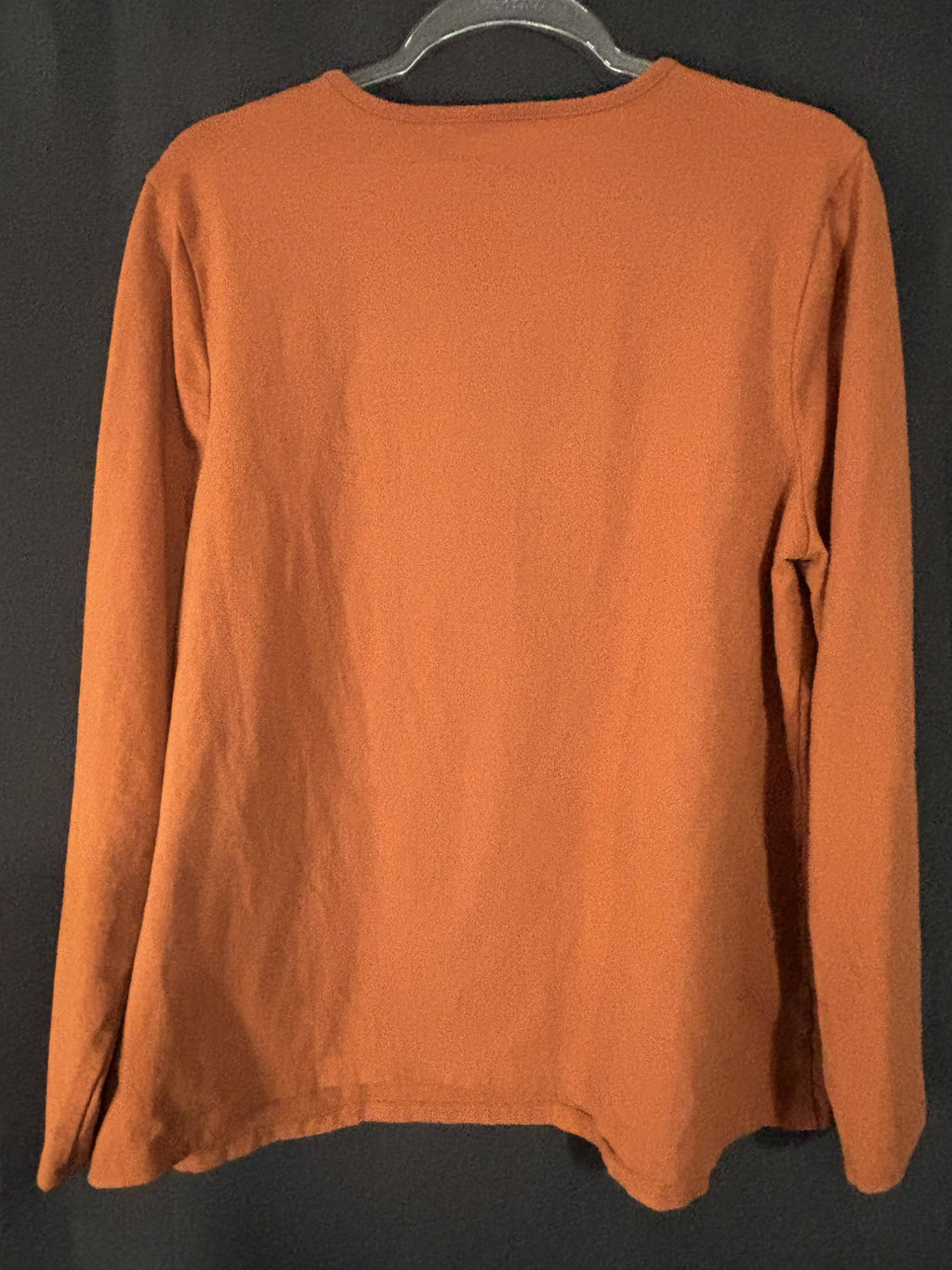 Resale - d&co essentials Women's Burnt Orange Long Sleeve Crewneck Knit Top — Size XL, Soft Relaxed Pullover