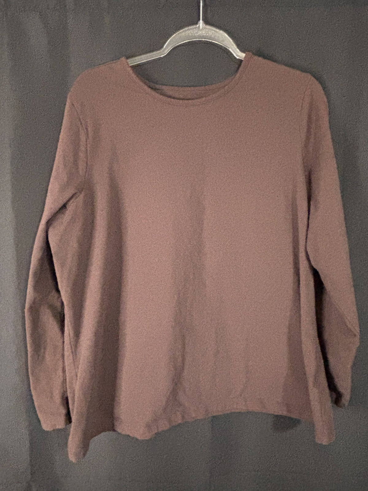 Resale - d&co essentials Women's Brown Long Sleeve Crewneck Knit Top — Size XL, Soft Textured Pullover
