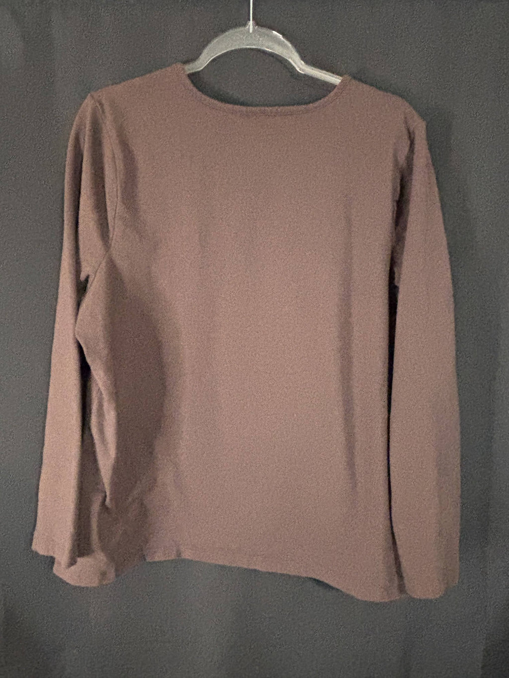 Resale - d&co essentials Women's Brown Long Sleeve Crewneck Knit Top — Size XL, Soft Textured Pullover
