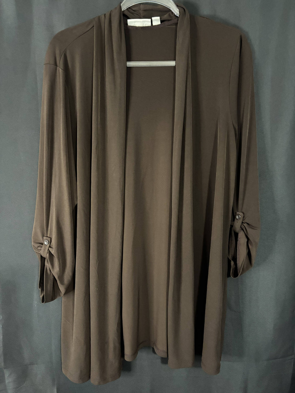 Resale - Susan Graver Open-Front Cardigan — Brown — Women's XL