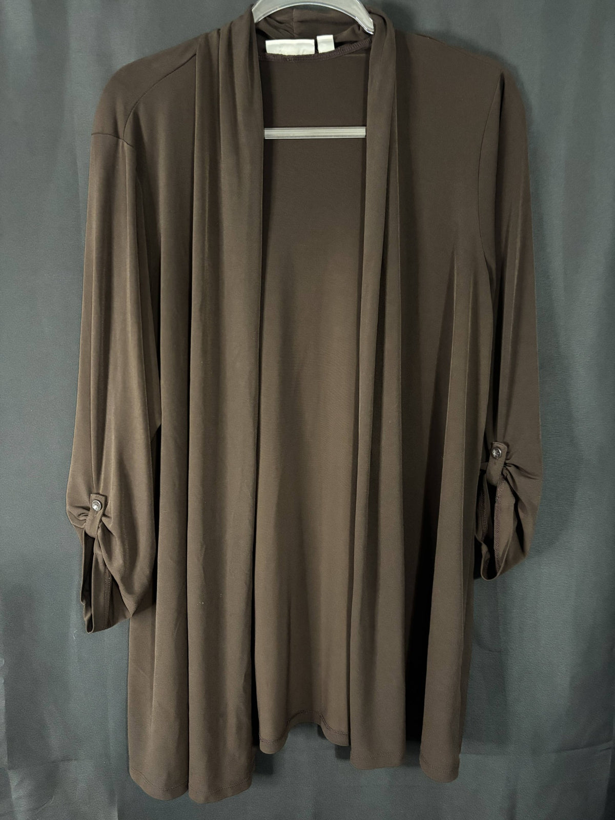 Resale - Susan Graver Open-Front Cardigan — Brown — Women's XL