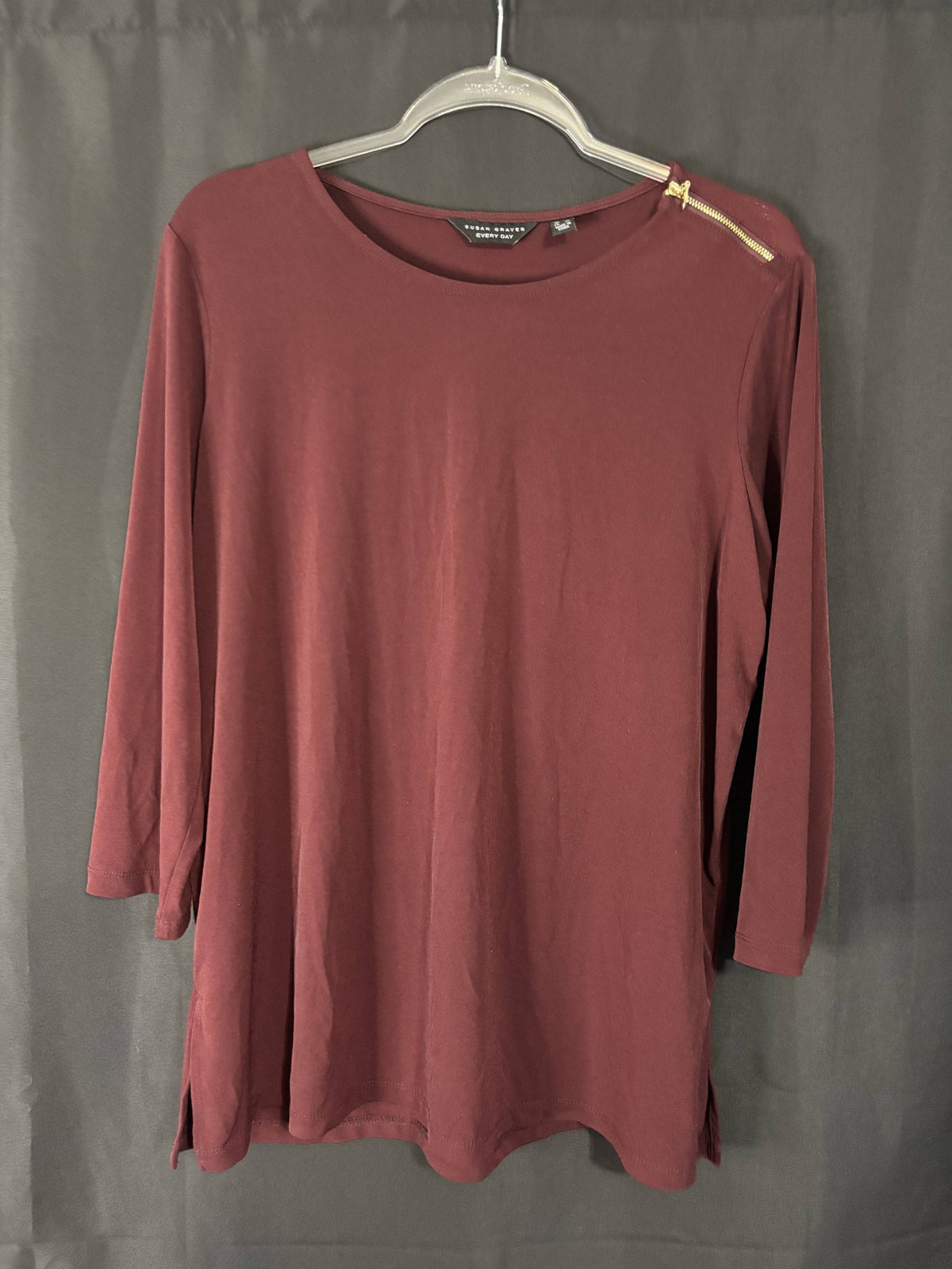 Resale - Susan Graver Everyday Top — Maroon — Women's L