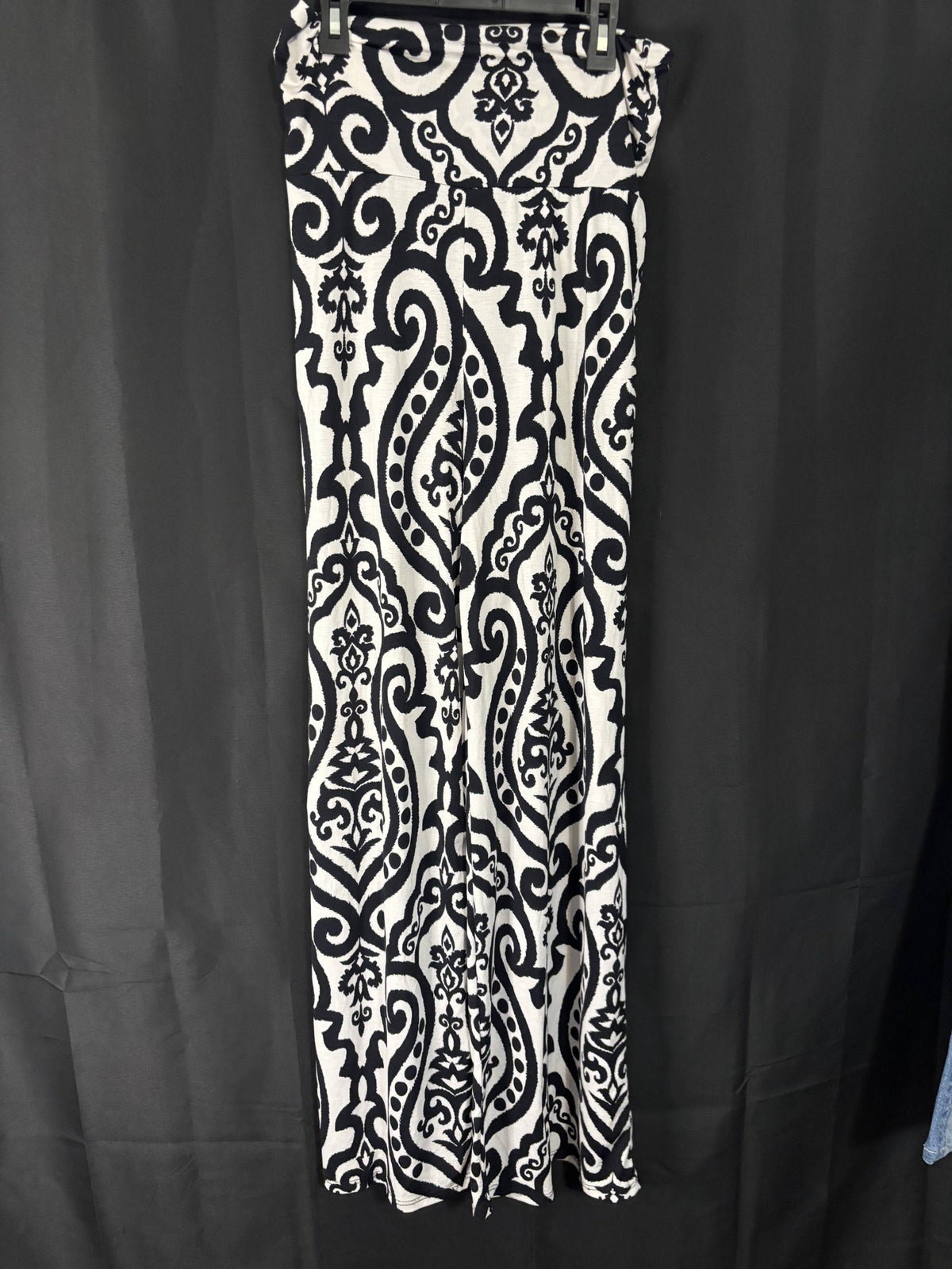 Resale - Bellamie Wide-Waistband Pants — Black & Ivory Ikat — XL Tall