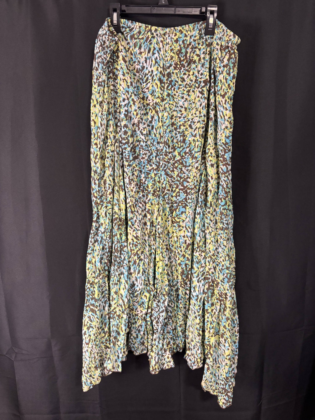 Resale - Savvy Rafael Printed Panel Skirt — Yellow & Blue — Women's XL