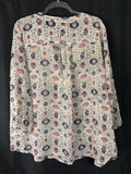 Resale - Maurices Sheer Crochet-Trim Blouse — Navy & Coral Medallion — Plus Size 3