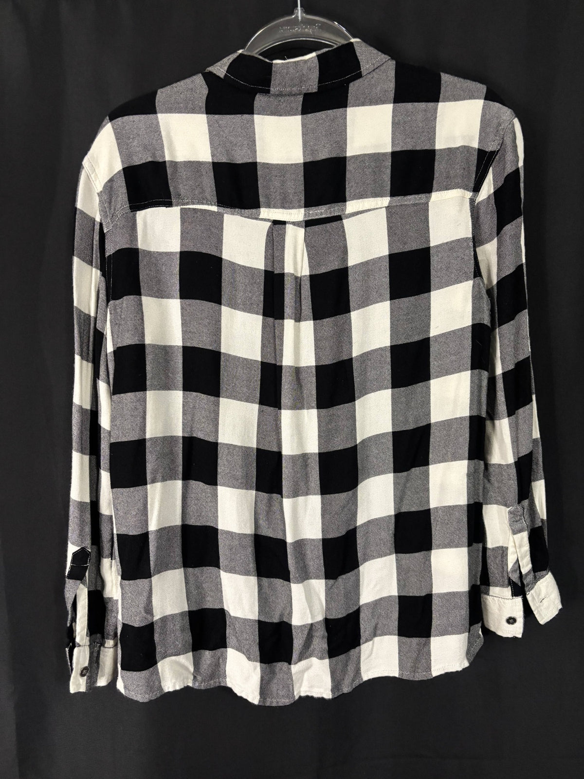 Resale - True Craft Buffalo Check Flannel Shirt — Black & White — Medium