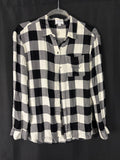 Resale - True Craft Buffalo Check Flannel Shirt — Black & White — Medium