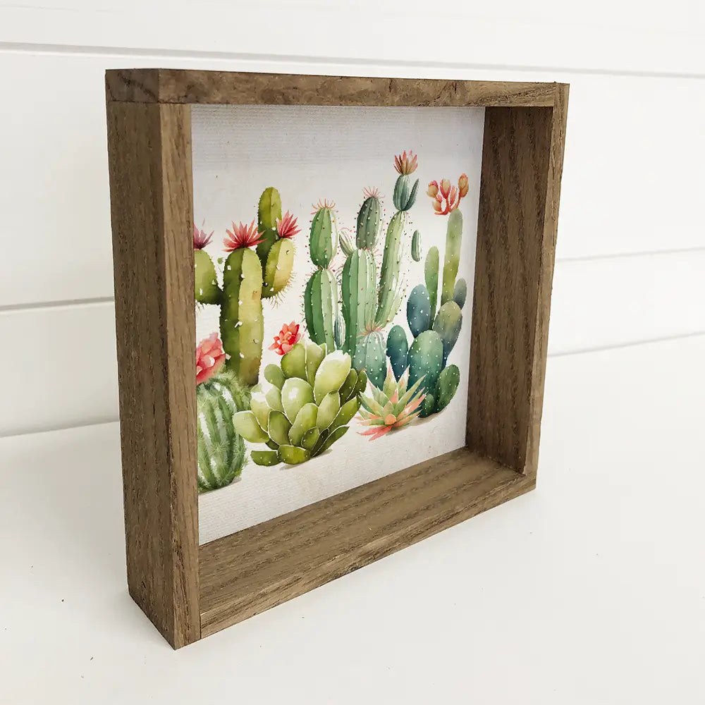 Colorful Cactus Bloom Framed Art Print