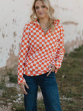 Pep Rally Orange & White Checkered Pullover