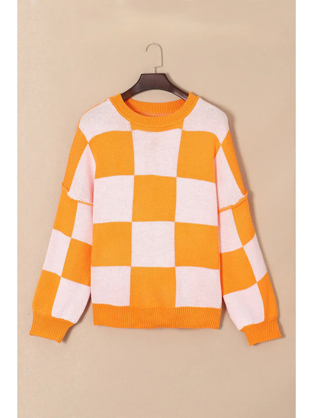 Orange You Cozy Checkered Sweater
