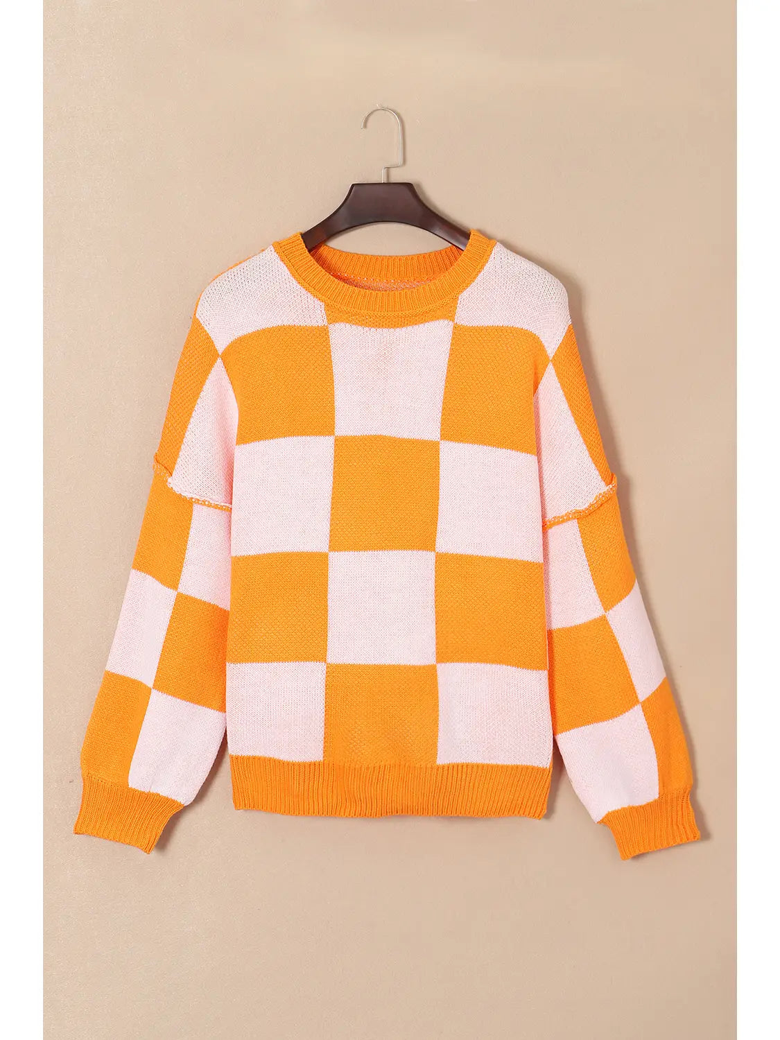 Orange You Cozy Checkered Sweater