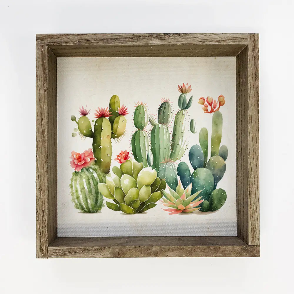 Colorful Cactus Bloom Framed Art Print